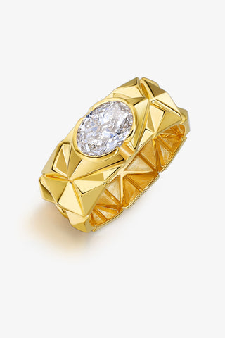1.0CT OVAL-CUT LAB-GROWN DIAMOND PRISMATIC ALLURE RING IN 14K YELLOW GOLDD