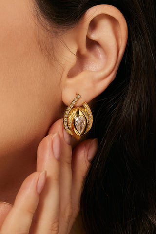 1.0CT PEAR-CUT LAB-GROWN DIAMOND GLORY EARRINGS IN 14K YELLOW GOLD