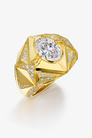 2.0CT OVAL-CUT LAB-GROWN DIAMOND PRISMATIC ALLURE RING IN 14K YELLOW GOLD