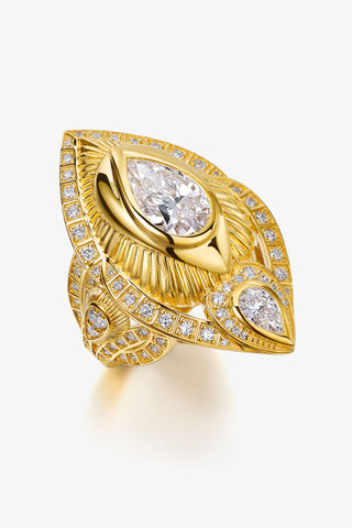 2.0CT & 0.4CT PEAR-CUT LAB-GROWN DIAMOND GLORY RING IN 14K YELLOW GOLD