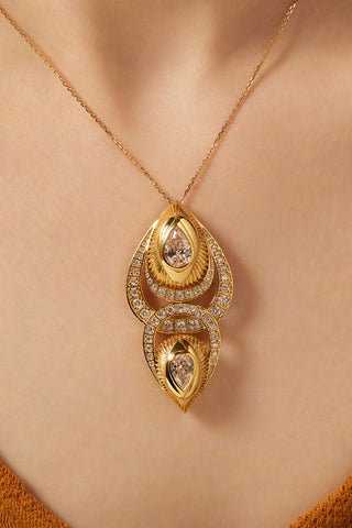 2.0CT & 1.0CT PEAR-CUT LAB-GROWN DIAMOND GLORY BROOCH IN 14K YELLOW GOLD