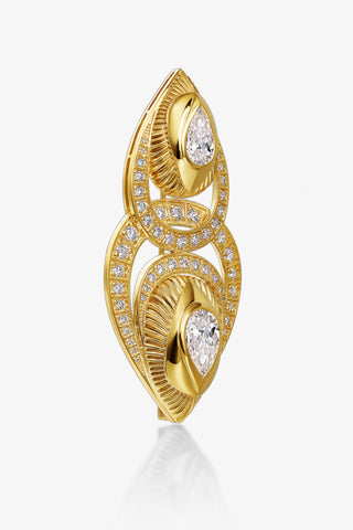 2.0CT & 1.0CT PEAR-CUT LAB-GROWN DIAMOND GLORY BROOCH IN 14K YELLOW GOLD
