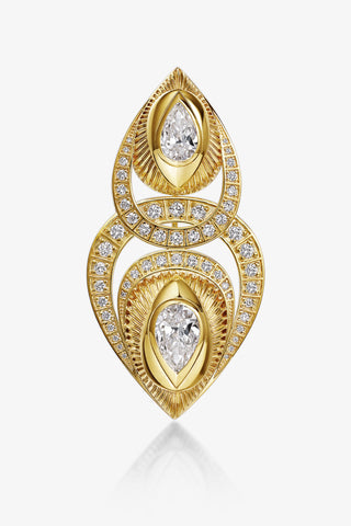 2.0CT & 1.0CT PEAR-CUT LAB-GROWN DIAMOND GLORY BROOCH IN 14K YELLOW GOLD