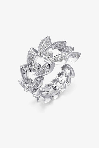 White Gold Lab-Grown Diamond Sharp Fangs Luxury Open Ring