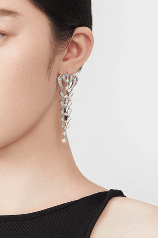White Gold Lab Grown Diamonds Akoya Pearls Luxury Earrings