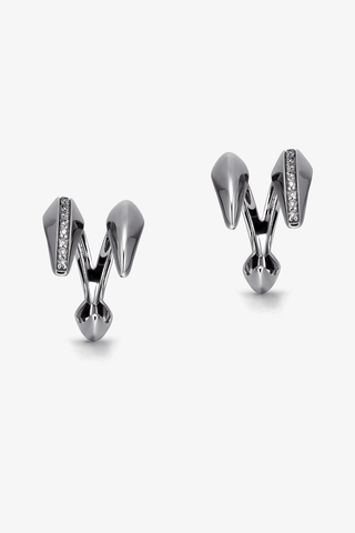 Canines Lab Grown Diamond Ear Clips-Large in Black Gold