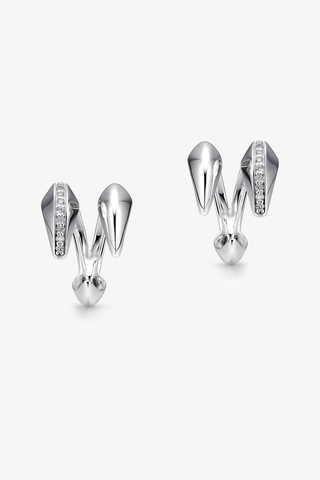 Canines Lab Grown Diamond Ear Clips-Large in White Gold