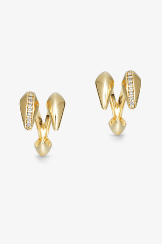 Canines Lab Grown Diamond Ear Clips-Large in Yellow Gold