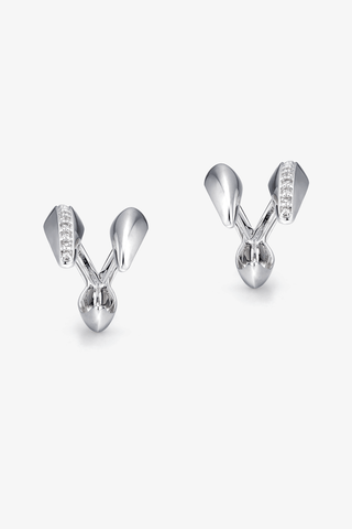 Canines Lab Grown Diamond Ear Clips-Small in White Gold