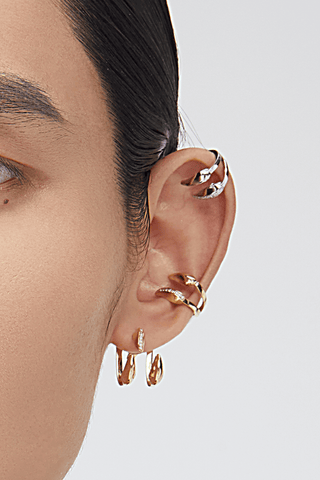 Canines Lab Grown Diamond Ear Clips-Small in White Gold