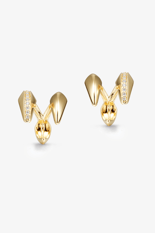 Canines Lab Grown Diamond Ear Clips-Small in Yellow Gold