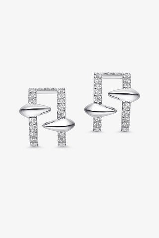 9K White Gold Lab Diamonds Semi-circle Earrings