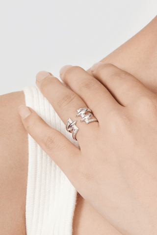 9K White Gold Lab Diamond Uni-sex Open Ring