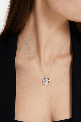Lab Diamond Art Deco Pendant in White Gold-Zaiyou Jewelry