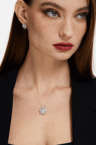 Lab Diamond Art Deco Pendant in White Gold-Zaiyou Jewelry