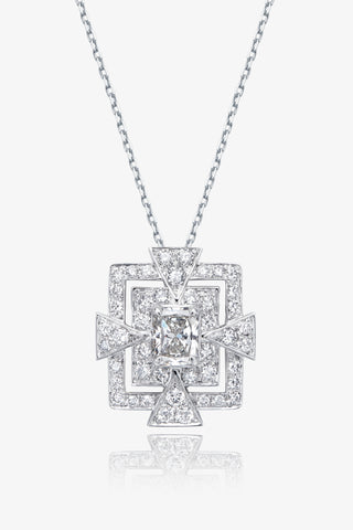 Lab Diamond Art Deco Pendant in White Gold-Zaiyou Jewelry