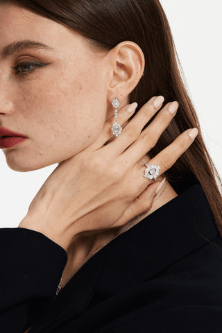 Lab Diamond Art Deco Ring in White Gold-Zaiyou Jewelry