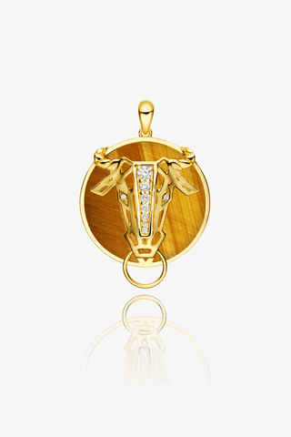 Lab Grown Diamond Chinese Zodiac Charm in Yellow Gold-Ox Pendant