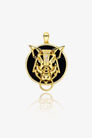 Lab Grown Diamond Chinese Zodiac Charm in Yellow Gold-Pig Pendant