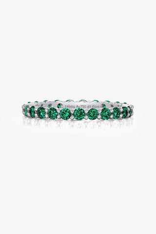 ROUND-CUT LAB-GROWN EMERALD VIBRANT ETERNITY RING IN 18K GOLD