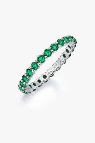 ROUND-CUT LAB-GROWN EMERALD VIBRANT ETERNITY RING IN 18K GOLD