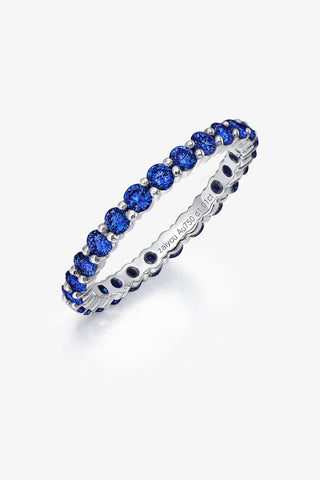 ROUND-CUT LAB-GROWN SAPPHIRE VIBRANT ETERNITY RING IN 18K GOLD
