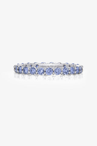 ROUND-CUT LAB-GROWN CORNFLOWER SAPPHIRE VIBRANT ETERNITY RING IN 18K GOLD