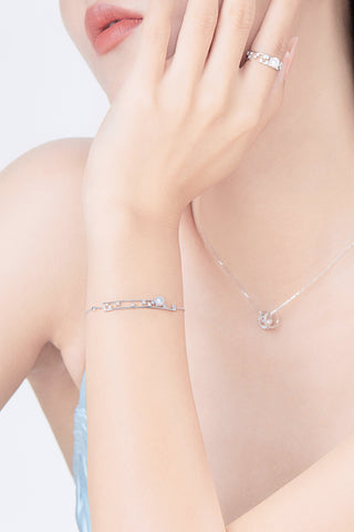 Lab Diamond and Akoya Pearl Bracelet in 14k Yellow/White Gold