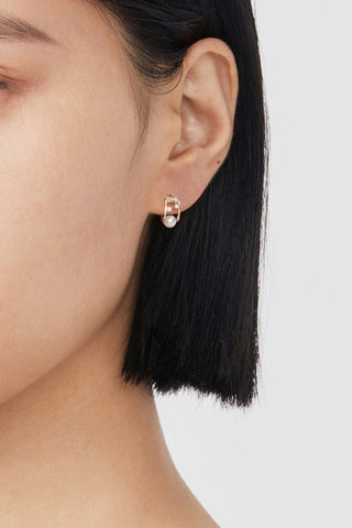 Lab Diamond and Akoya Pearl Stud Earrings in 14k Yellow/White Gold