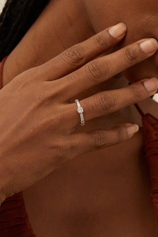 Lab Diamond Band Engagement Ring in White Gold - Round-Zaiyou Jewelry