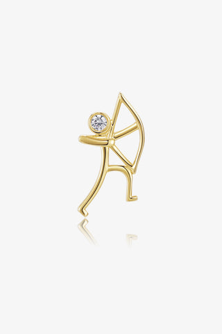 Archery 1 Lab Diamond Single Stud Earring in Yellow Gold - Zaiyou Jewelry