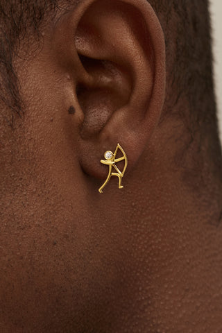 Archery 1 Lab Diamond Single Stud Earring in Yellow Gold - Zaiyou Jewelry