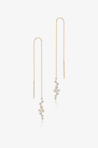 Lab Diamond Chain Earrings in Yellow/White Gold - Zaiyou Jewelry