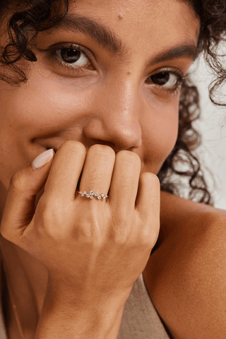 Lab Diamond Cluster Ring in Yellow/White Gold - Zaiyou Jewelry