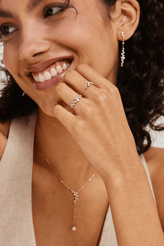 Lab Diamond Cluster Ring in Yellow/White Gold - Zaiyou Jewelry