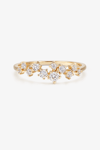 Lab Diamond Cluster Ring in Yellow/White Gold - Zaiyou Jewelry