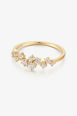 Lab Diamond Cluster Ring in Yellow/White Gold - Zaiyou Jewelry