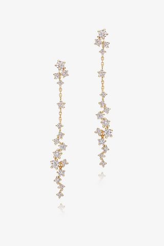 Lab Diamond Drop Earrings in Yellow/White Gold - Zaiyou Jewelry