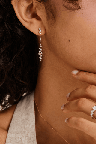 Lab Diamond Drop Earrings in Yellow/White Gold - Zaiyou Jewelry
