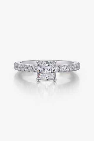 Cushion-cut Lab Diamond Engagement Ring in white gold - Zaiyou Jewelry
