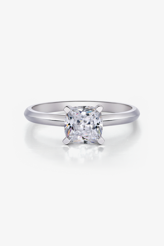Cushion-cut Lab Diamond Solitaire Engagement Ring in White Gold - Zaiyou Jewelry