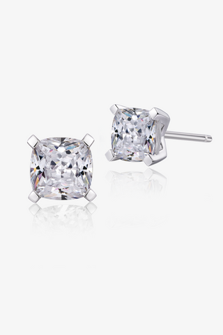 Cushion-cut Lab Diamond Solitaire Stud Earrings in White Gold - Zaiyou Jewelry