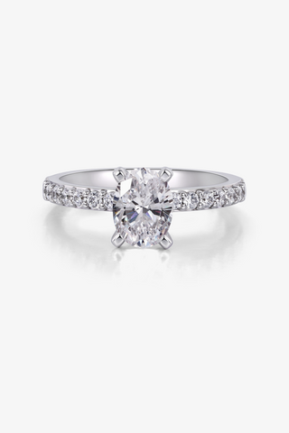 Oval Lab Diamond Engagement Ring in white gold - Zaiyou Jewelry