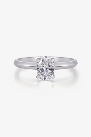 Oval Lab Diamond Solitaire Engagement Ring in White Gold - Zaiyou Jewelry