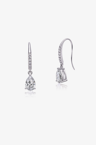 Pear Lab Diamond Drop Earrings in white gold - Zaiyou Jewelry