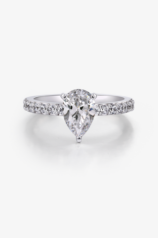 Pear Lab Diamond Engagement Ring in white gold - Zaiyou Jewelry