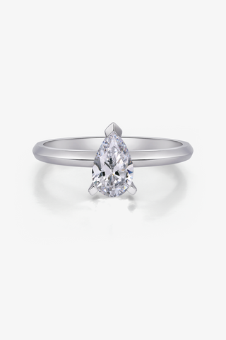 Pear Lab Diamond Solitaire Engagement Ring in White Gold - Zaiyou Jewelry