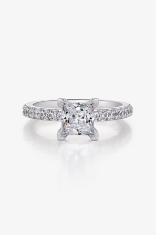 Princess-cut Lab Diamond Engagement Ring in white gold - Zaiyou Jewelry
