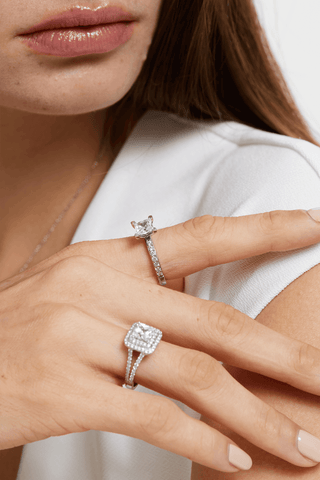 Princess-cut Lab Diamond Engagement Ring in white gold - Zaiyou Jewelry