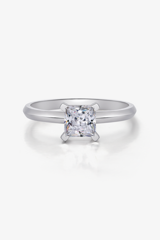 Princess-cut Lab Diamond Solitaire Engagement Ring in White Gold - Zaiyou Jewelry